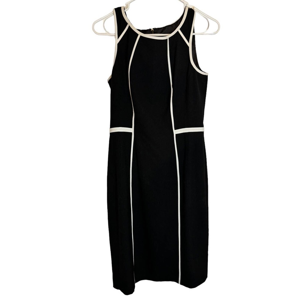 White House Black‎ Market Women’s Black & White Contrast Sleeveless Midi Dress 4